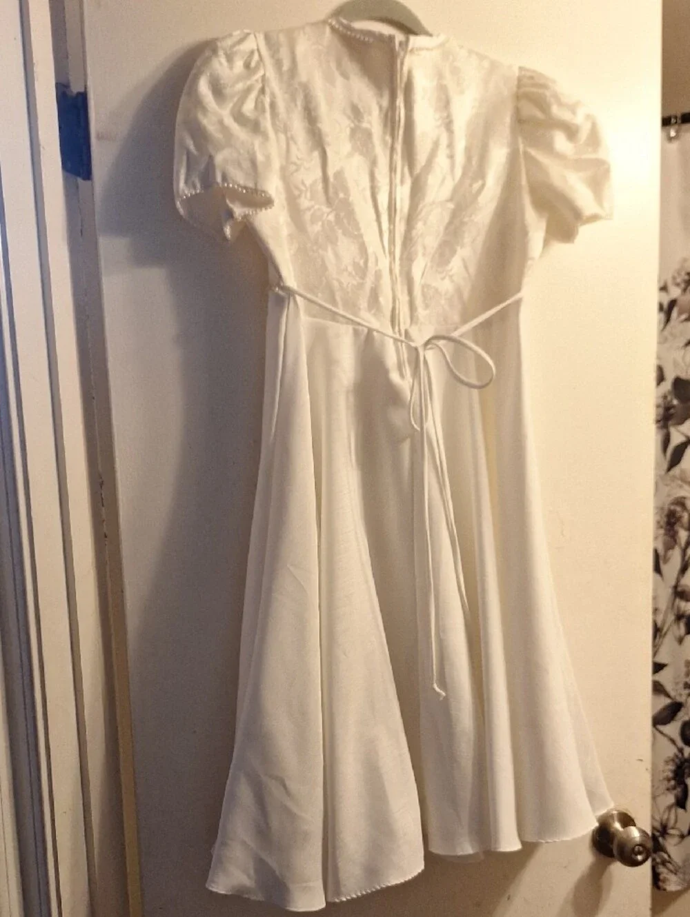 Little Miss White Puff Sleeve Lace Bodice Dress